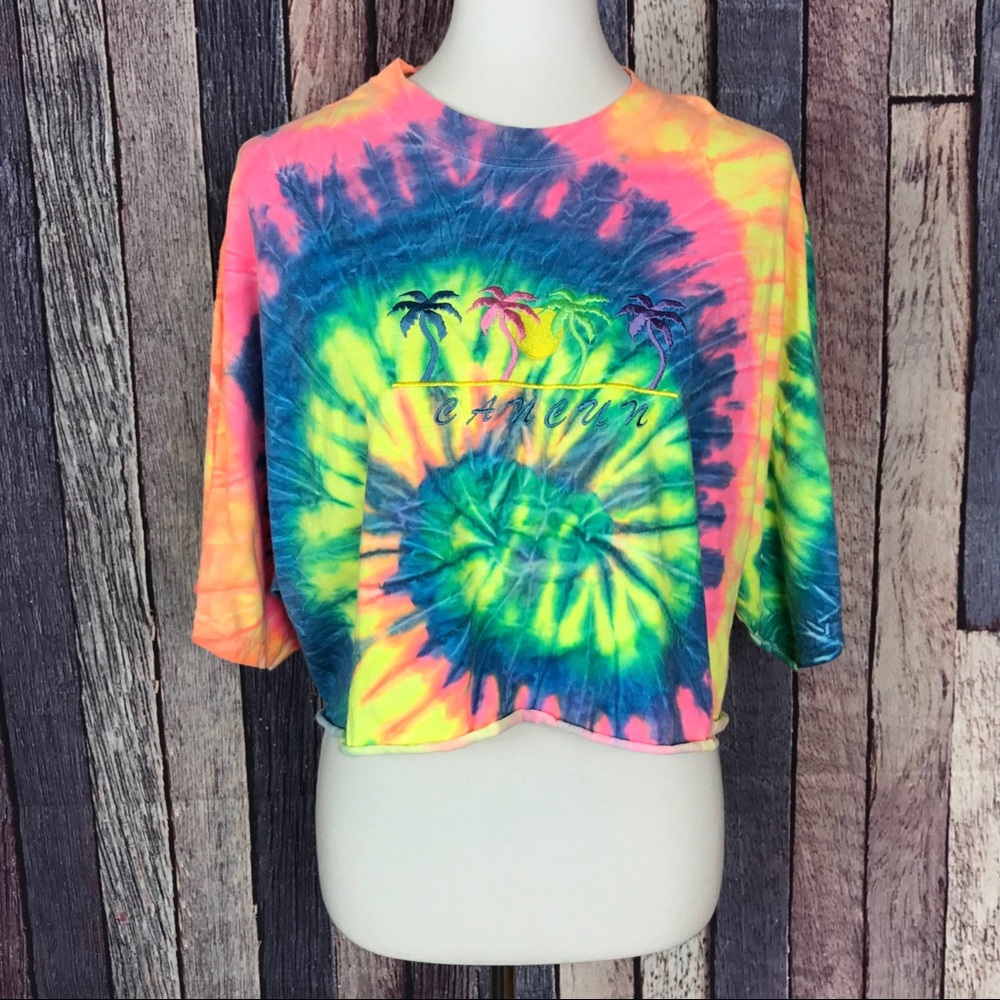 Tie-Dye Bright Cancún Cropped Boxy T-Shirt XL